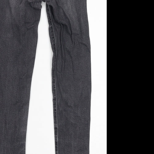 Mango Womens Grey Cotton Skinny Jeans Size 4 L27 in Regular Zip - Distressed Hem