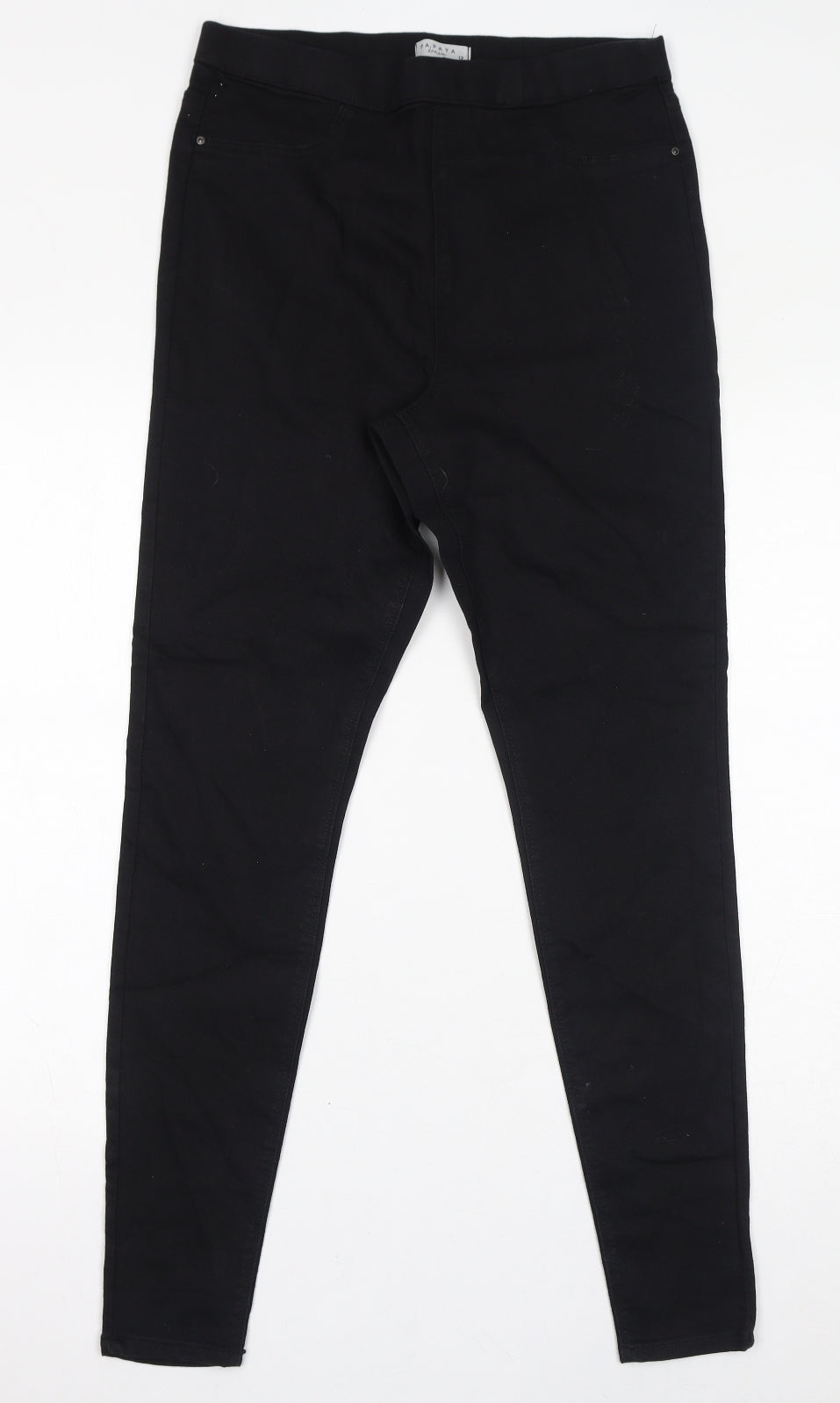 Papaya Womens Black Cotton Jegging Jeans Size 12 L30 in Regular