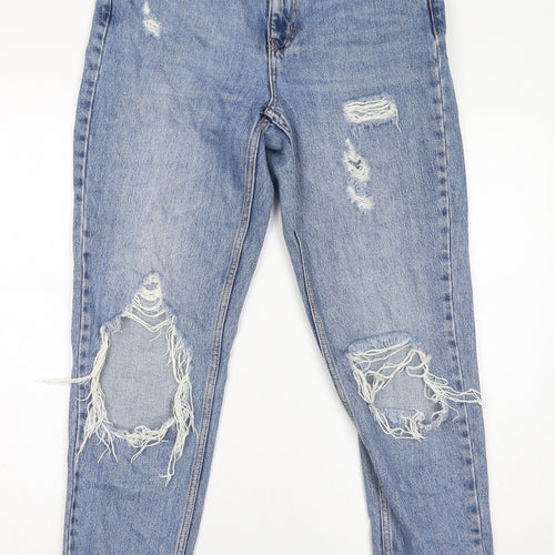 Topshop Womens Blue Cotton Mom Jeans Size 28 in L34 in Regular Zip