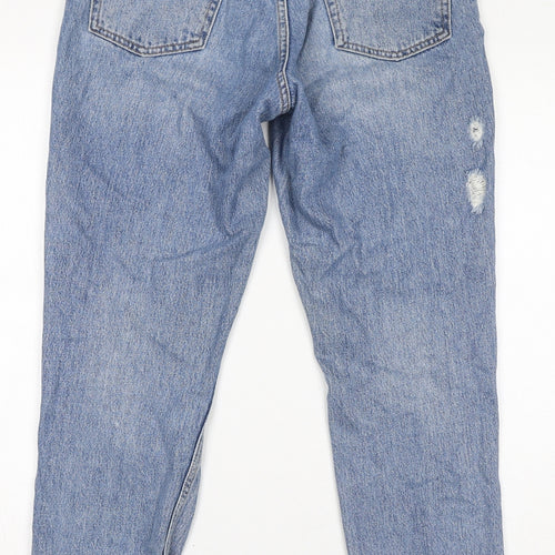 Topshop Womens Blue Cotton Mom Jeans Size 28 in L34 in Regular Zip
