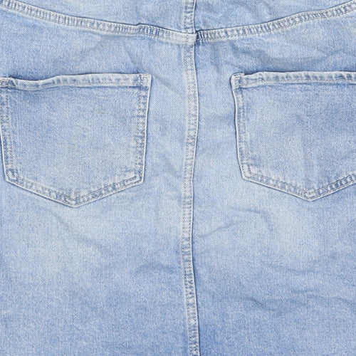 H&M Girls Blue Cotton A-Line Skirt Size 14 Years Regular Zip - Distressed