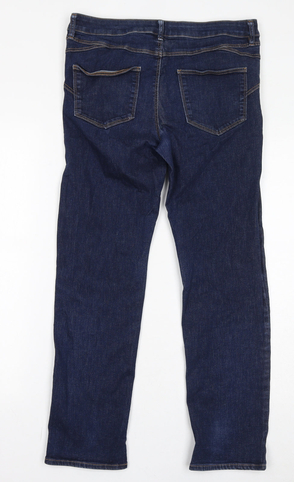Marks and Spencer Womens Blue Cotton Straight Jeans Size 12 L28 in Regular Zip