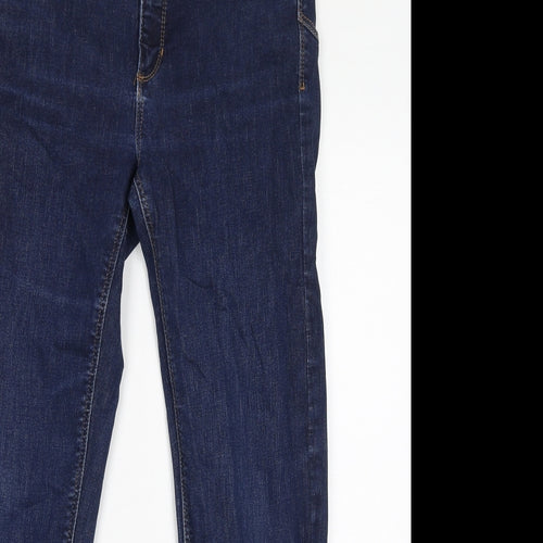 Marks and Spencer Womens Blue Cotton Straight Jeans Size 12 L28 in Regular Zip