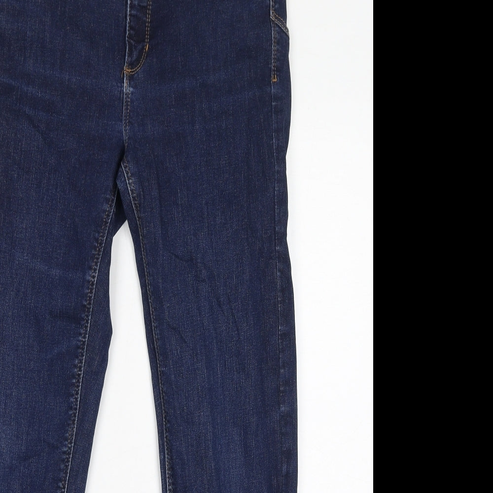 Marks and Spencer Womens Blue Cotton Straight Jeans Size 12 L28 in Regular Zip
