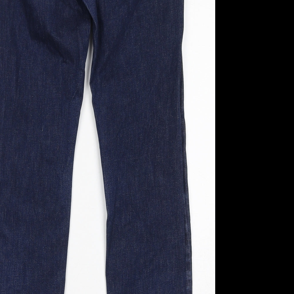 Marks and Spencer Womens Blue Cotton Straight Jeans Size 12 L28 in Regular Zip