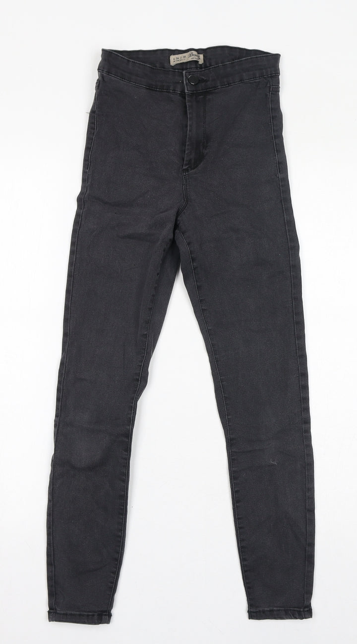 Denim & Co. Womens Grey Cotton Skinny Jeans Size 6 L25 in Regular Zip