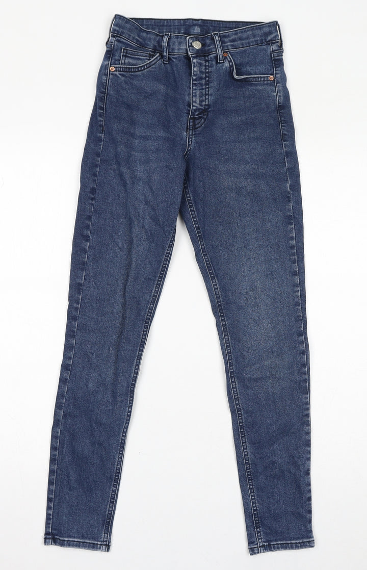 Topshop Womens Blue Cotton Skinny Jeans Size 25 in L30 in Regular Zip