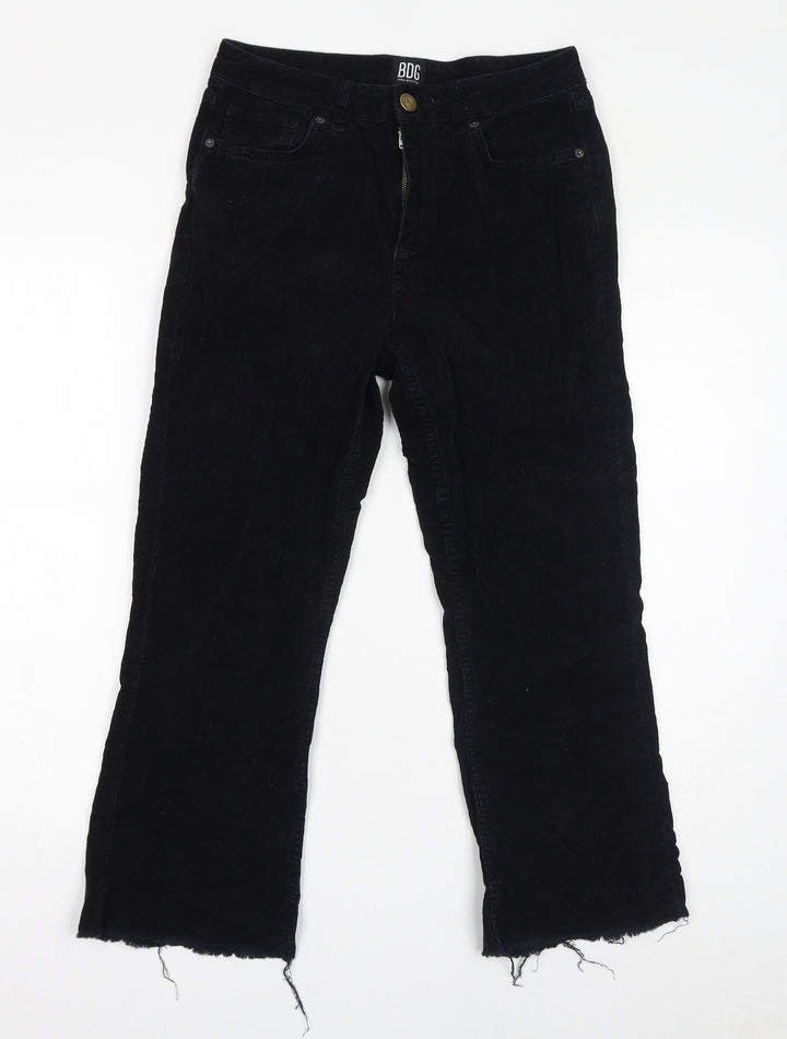 BDG Womens Black Cotton Trousers Size 28 in L30 in Regular Zip - Distressed Hem