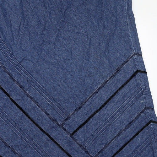 Damart Womens Blue Cotton A-Line Skirt Size 20 Zip - Lace