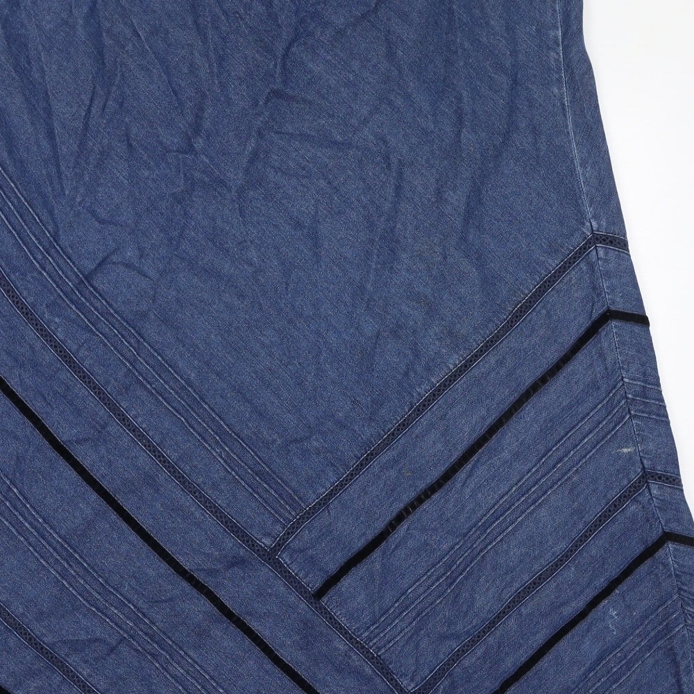 Damart Womens Blue Cotton A-Line Skirt Size 20 Zip - Lace