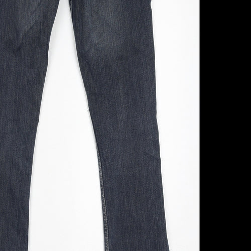 Cherokee Girls Blue Cotton Bootcut Jeans Size 13-14 Years L30 in Regular Zip - Embroidery, Waist-32in