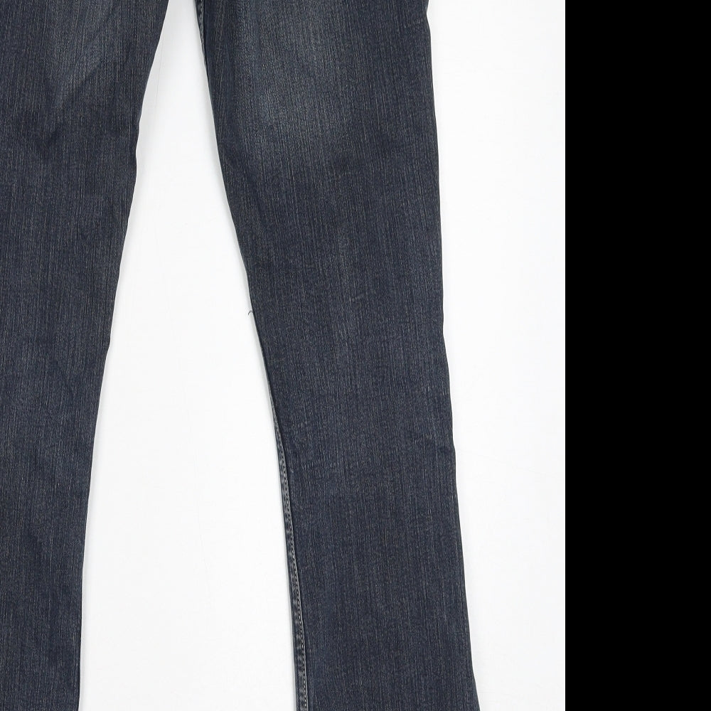 Cherokee Girls Blue Cotton Bootcut Jeans Size 13-14 Years L30 in Regular Zip - Embroidery, Waist-32in