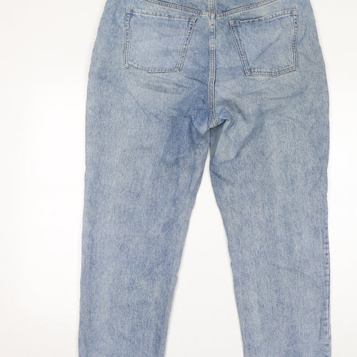 Old Navy Womens Blue Cotton Cropped Jeans Size 16 L28 in Regular Zip - Distressed Hem
