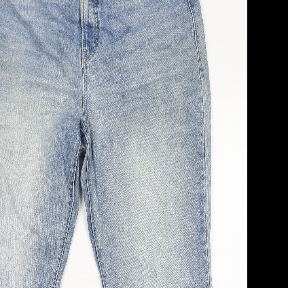 Old Navy Womens Blue Cotton Cropped Jeans Size 16 L28 in Regular Zip - Distressed Hem