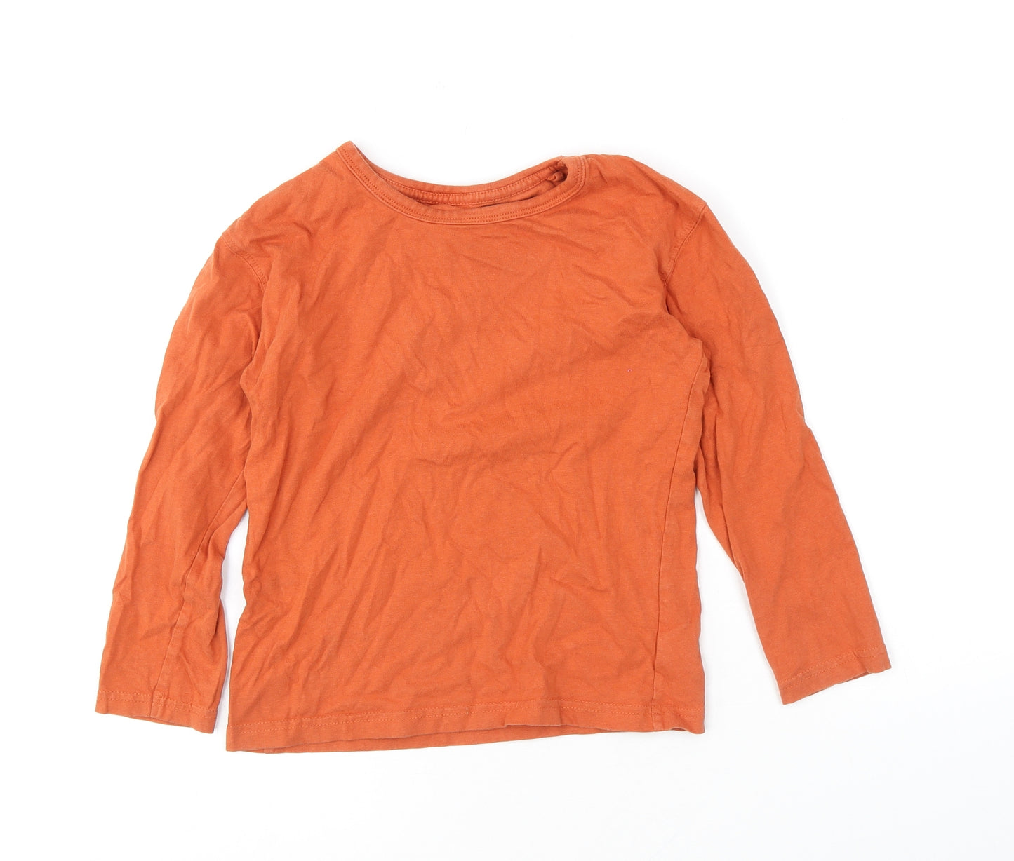 John Lewis Boys Orange Cotton Basic T-Shirt Size 8 Years Round Neck Pullover