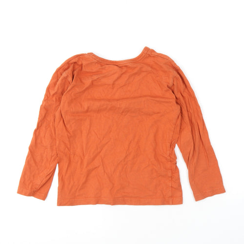 John Lewis Boys Orange Cotton Basic T-Shirt Size 8 Years Round Neck Pullover