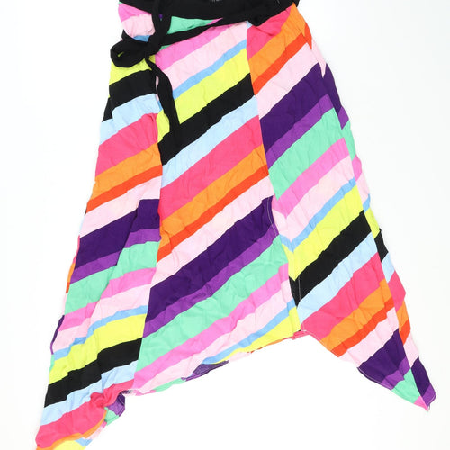 Topshop Womens Multicoloured Striped Viscose Swing Skirt Size 10 Zip