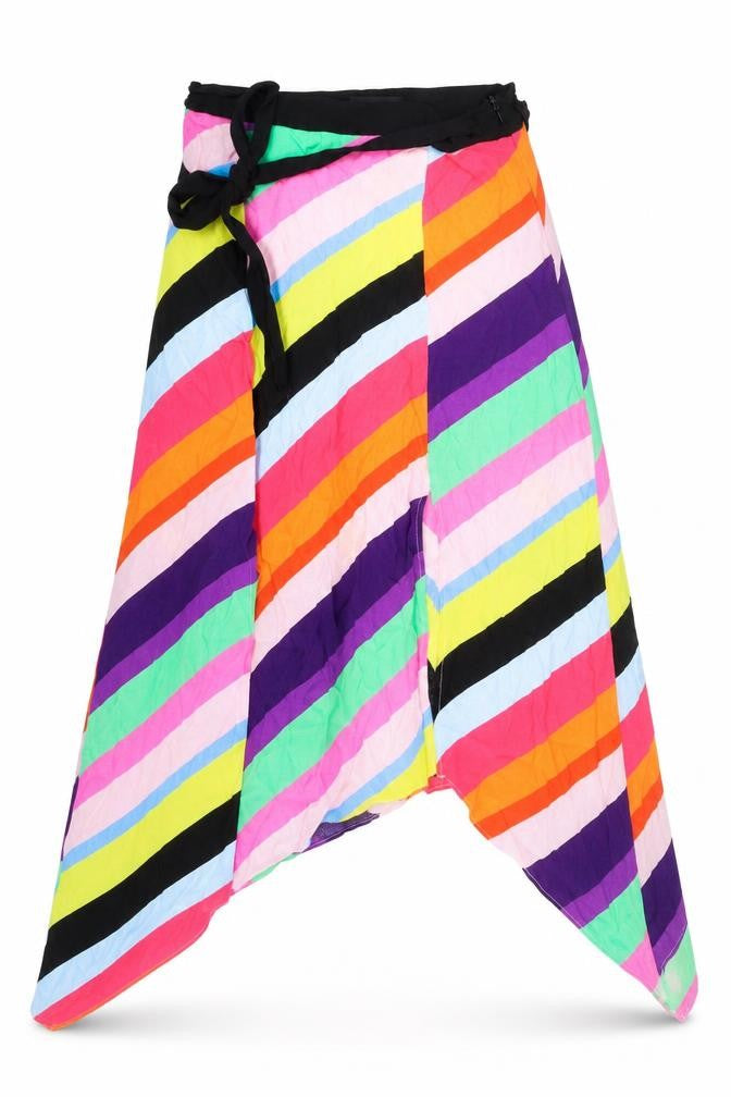 Topshop Womens Multicoloured Striped Viscose Swing Skirt Size 10 Zip