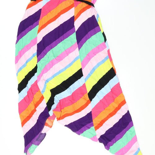 Topshop Womens Multicoloured Striped Viscose Swing Skirt Size 10 Zip