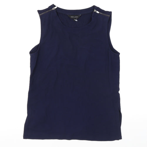 New Look Womens Blue Polyester Basic Tank Size 8 Round Neck