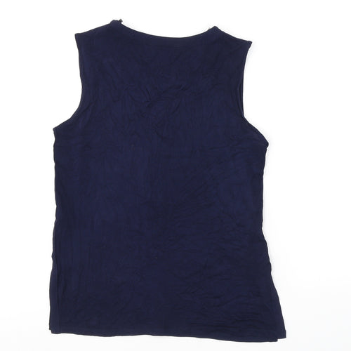 New Look Womens Blue Polyester Basic Tank Size 8 Round Neck