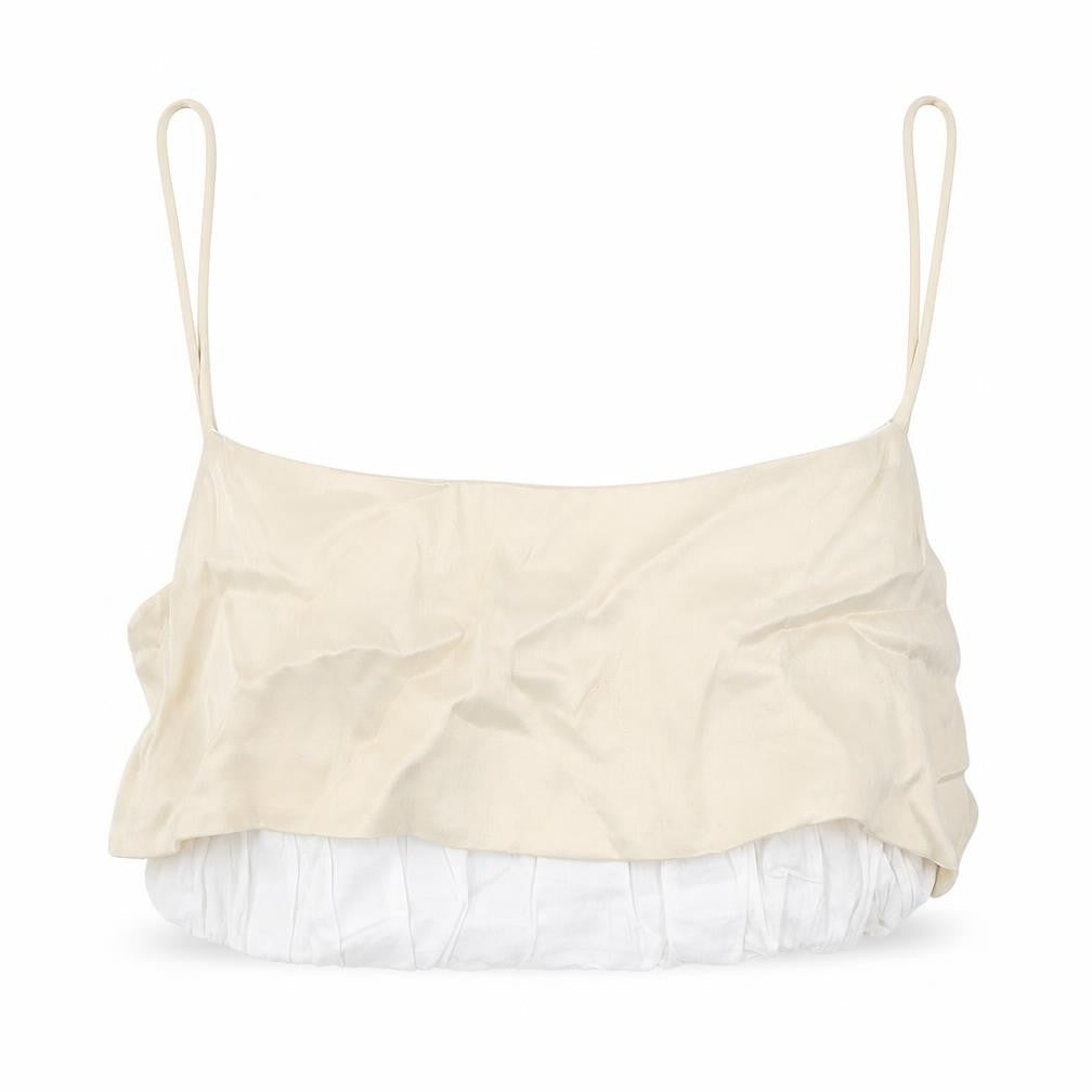 Zara Womens Beige Cotton Cropped Tank Size S Square Neck