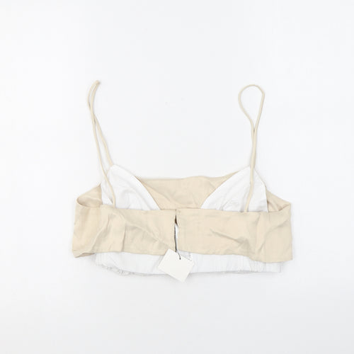 Zara Womens Beige Cotton Cropped Tank Size S Square Neck