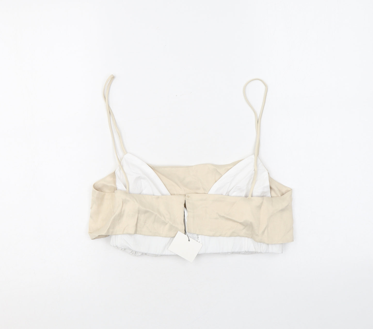 Zara Womens Beige Cotton Cropped Tank Size S Square Neck