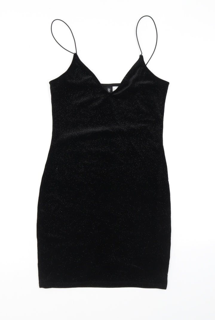 Divided by H&M Womens Black Polyester Bodycon Size S V-Neck Pullover - Sparkle