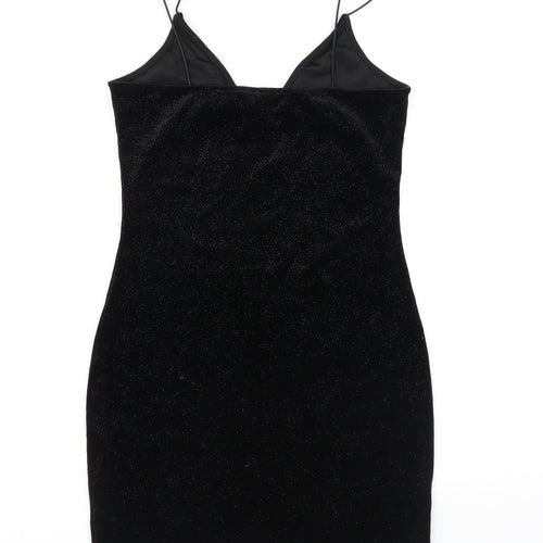 Divided by H&M Womens Black Polyester Bodycon Size S V-Neck Pullover - Sparkle