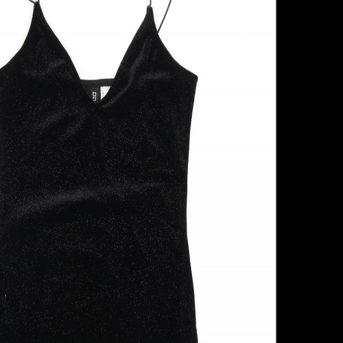 Divided by H&M Womens Black Polyester Bodycon Size S V-Neck Pullover - Sparkle