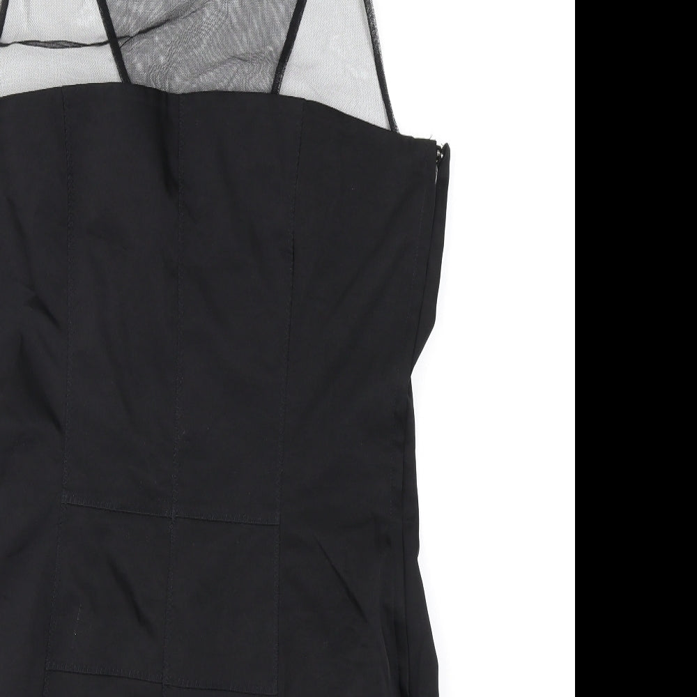 H&M Womens Black Polyester Pencil Dress Size 14 Scoop Neck Zip
