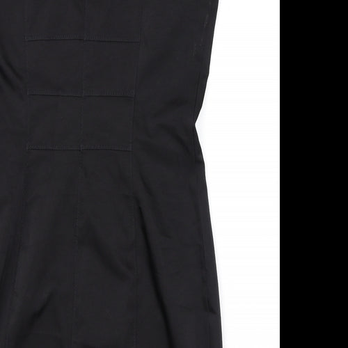H&M Womens Black Polyester Pencil Dress Size 14 Scoop Neck Zip