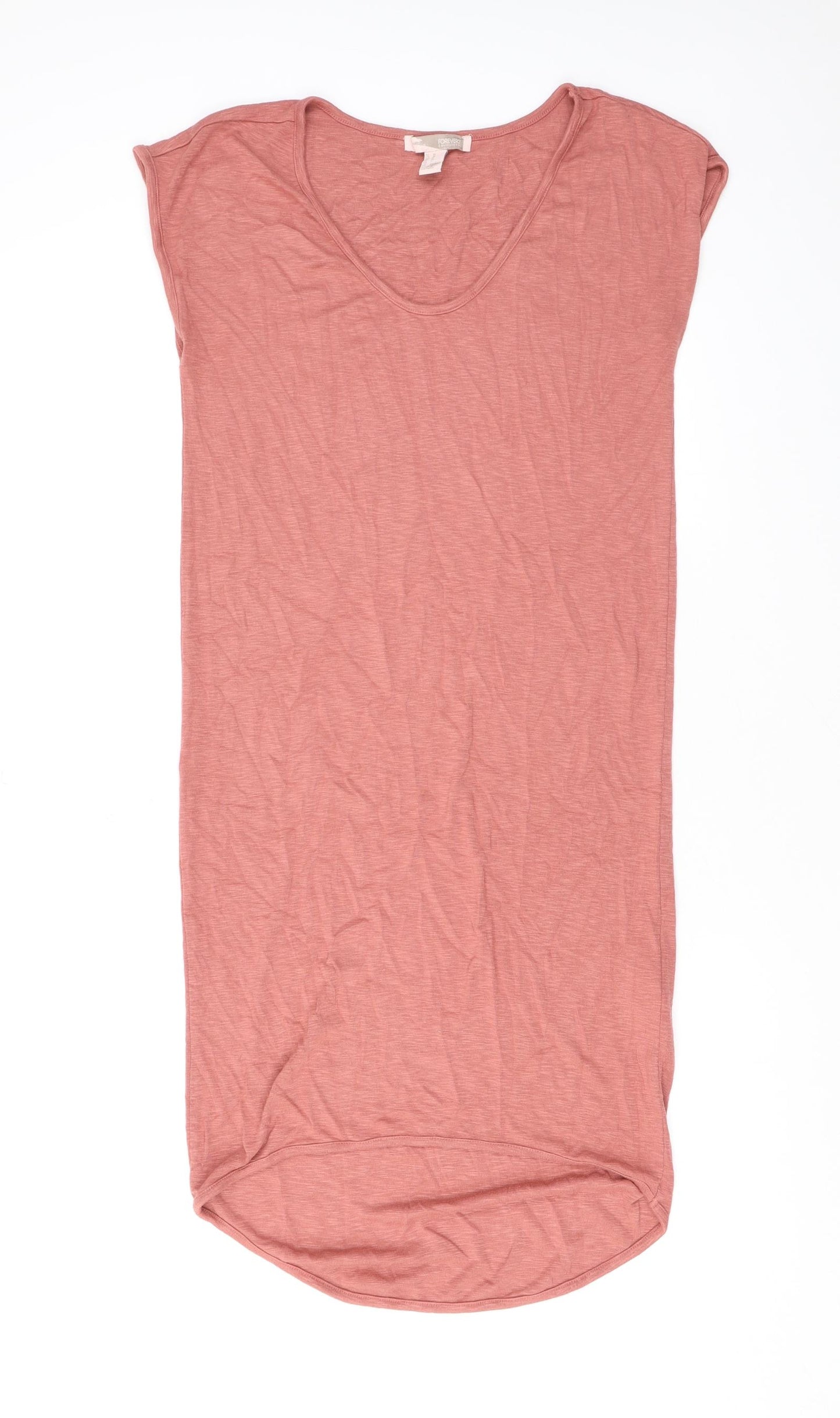FOREVER 21 Womens Pink Rayon T-Shirt Dress Size M Scoop Neck Pullover