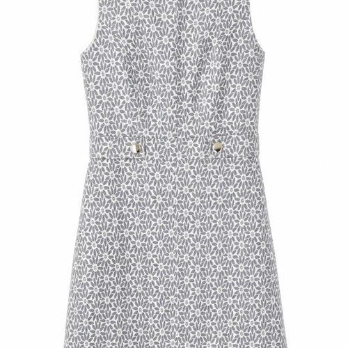 Miss Selfridge Womens Grey Floral Polyester A-Line Size 8 Round Neck Zip