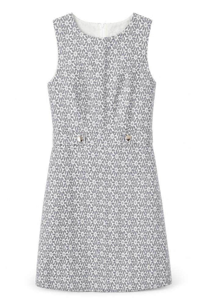 Miss Selfridge Womens Grey Floral Polyester A-Line Size 8 Round Neck Zip