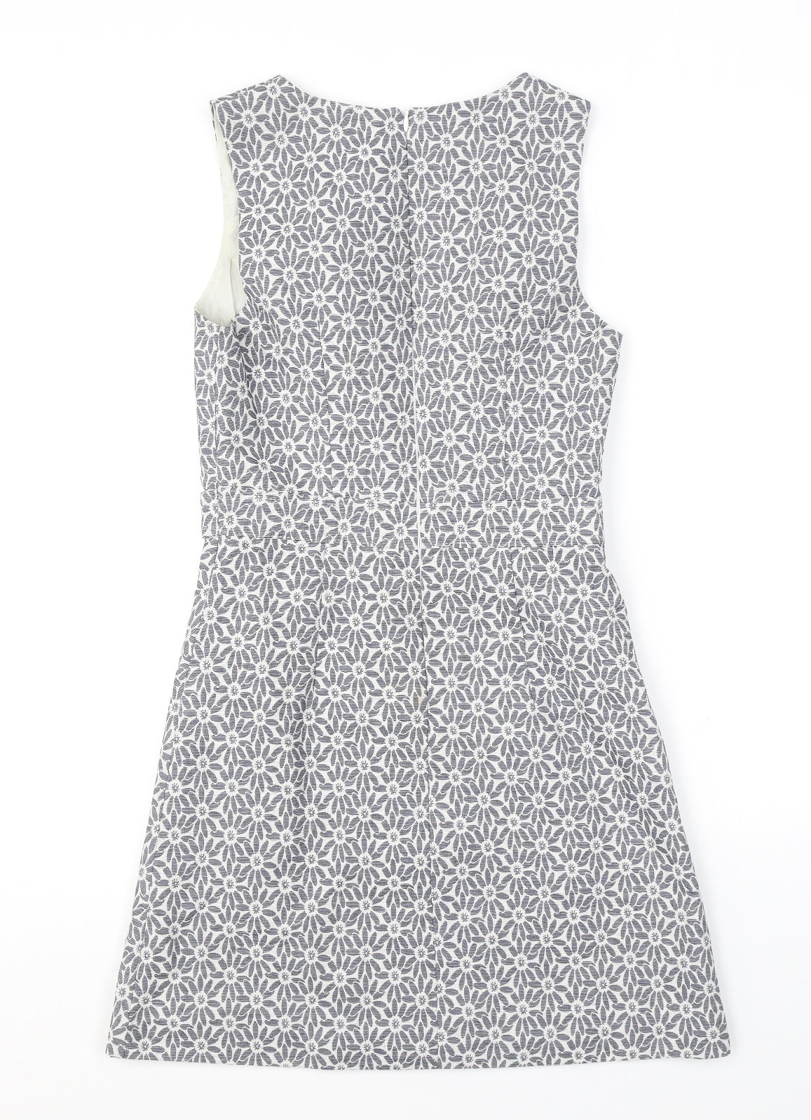 Miss Selfridge Womens Grey Floral Polyester A-Line Size 8 Round Neck Zip