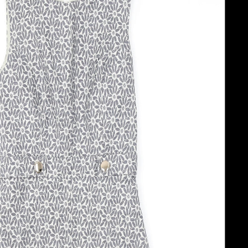 Miss Selfridge Womens Grey Floral Polyester A-Line Size 8 Round Neck Zip
