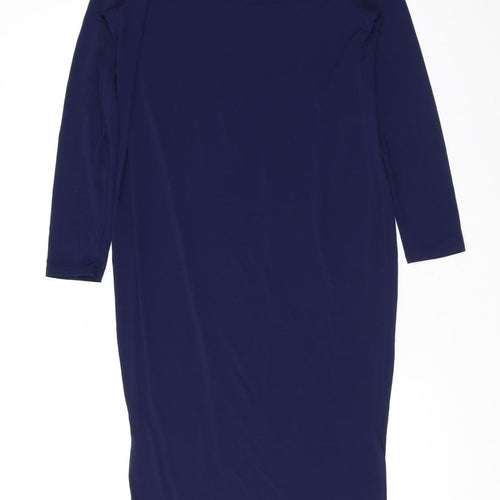 Flounce Womens Blue Viscose A-Line Size 14 Round Neck Pullover