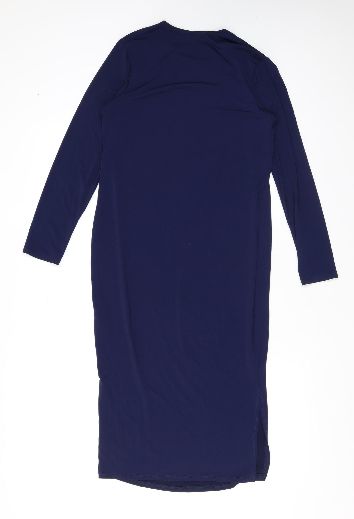 Flounce Womens Blue Viscose A-Line Size 14 Round Neck Pullover