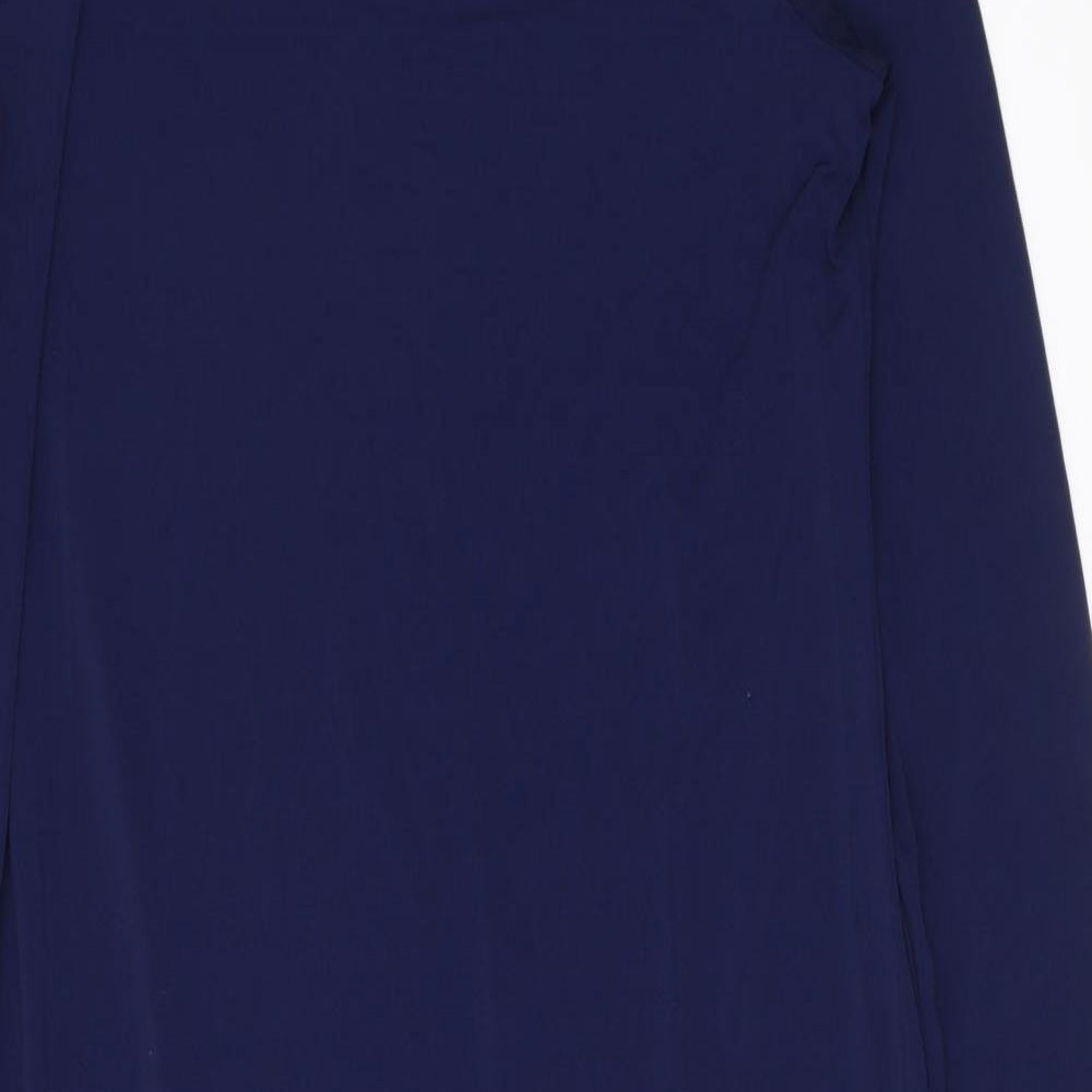 Flounce Womens Blue Viscose A-Line Size 14 Round Neck Pullover
