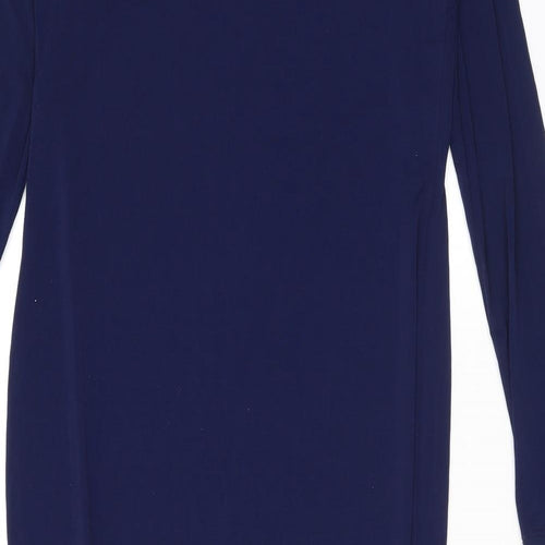 Flounce Womens Blue Viscose A-Line Size 14 Round Neck Pullover