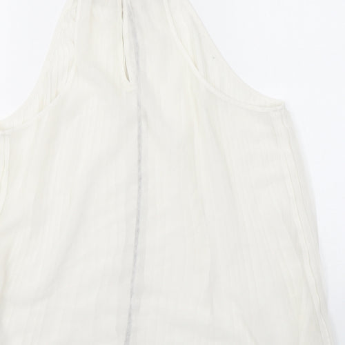 Zara Womens White Polyester Basic Tank Size M Halter - Beading