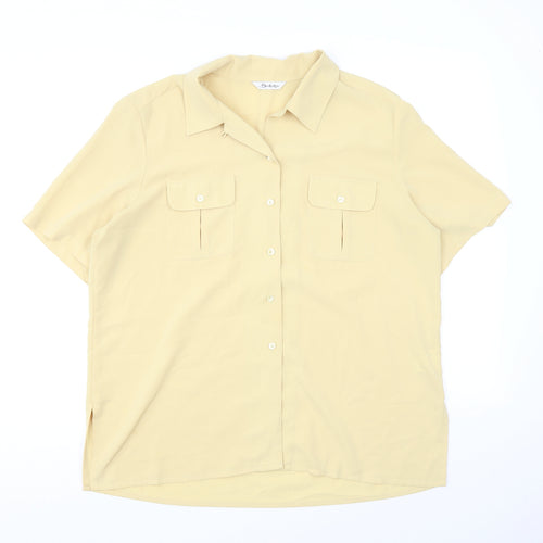 Berkertex Womens Yellow Polyester Basic Button-Up Size 16 Collared - Pockets