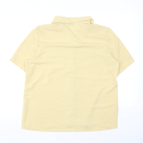 Berkertex Womens Yellow Polyester Basic Button-Up Size 16 Collared - Pockets