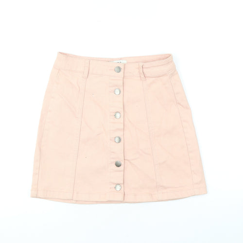 FOREVER 21 Womens Pink Cotton Mini Skirt Size S Button