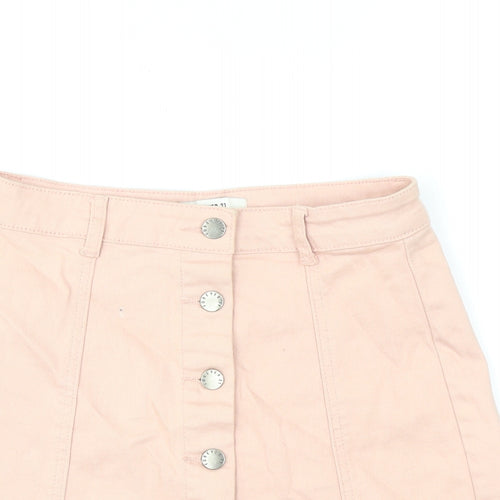 FOREVER 21 Womens Pink Cotton Mini Skirt Size S Button