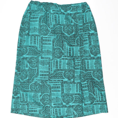 Rio Womens Green Geometric Polyester Straight & Pencil Skirt Size 14 Zip
