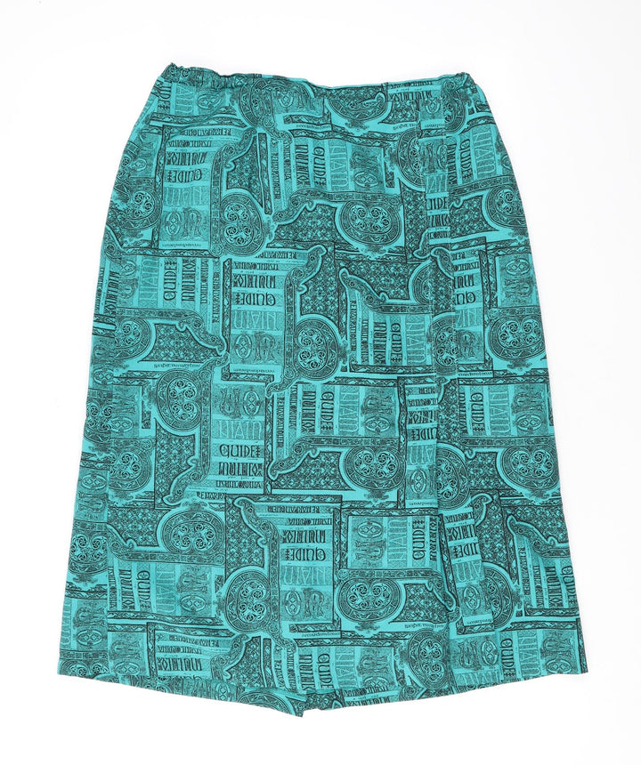 Rio Womens Green Geometric Polyester Straight & Pencil Skirt Size 14 Zip