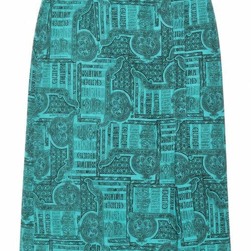 Rio Womens Green Geometric Polyester Straight & Pencil Skirt Size 14 Zip